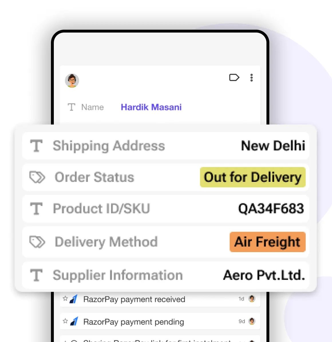 Custom Fields for Manufacturing Data