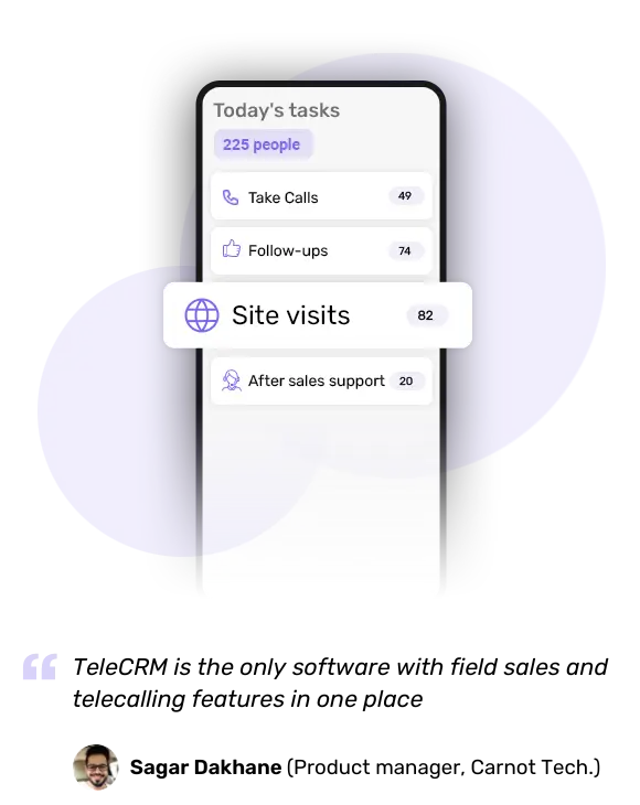 Keep track of your agents progress with Site visit and day planner feature - telecrm