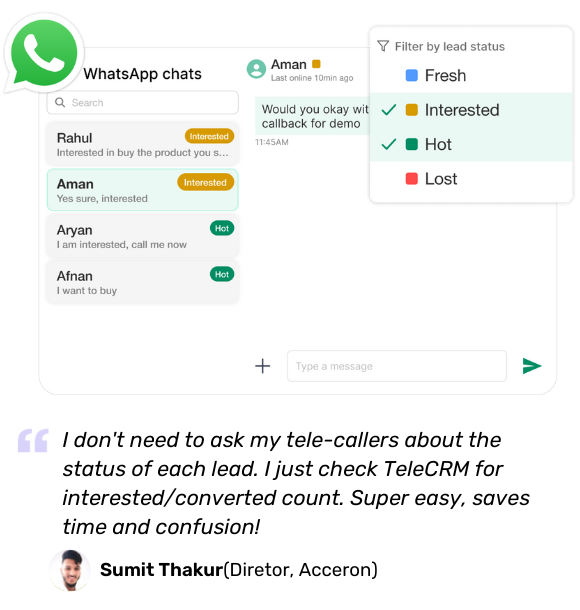 Manage WhatsApp leads