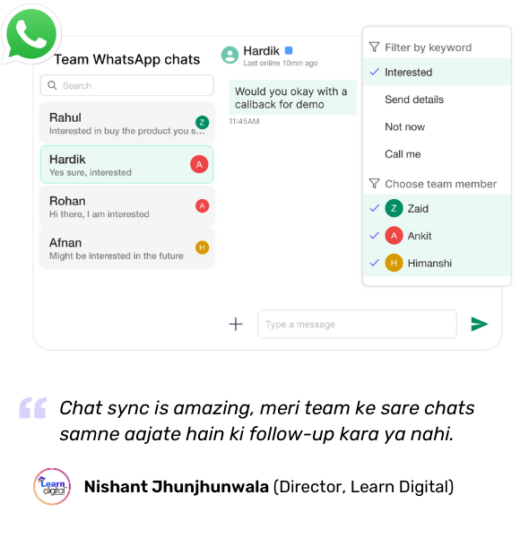 The whole team's chats in one place with filters