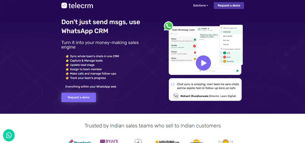 WhatsApp chat button for ecommerce store website 