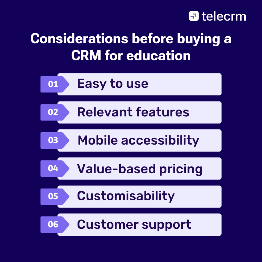 Considerations before buying a CRM for education
