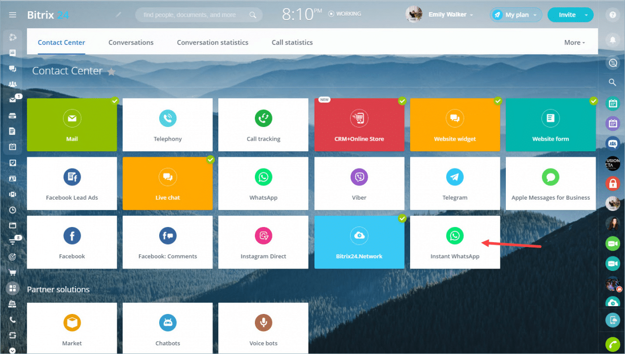 Bitrix24 instant WhatsApp messaging feature