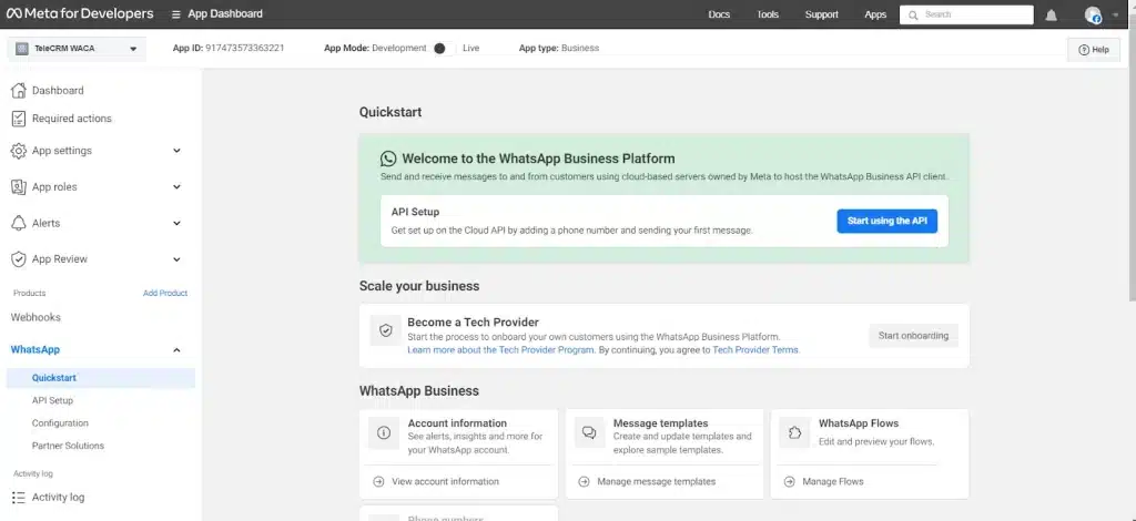 Click on 'Start using the API'