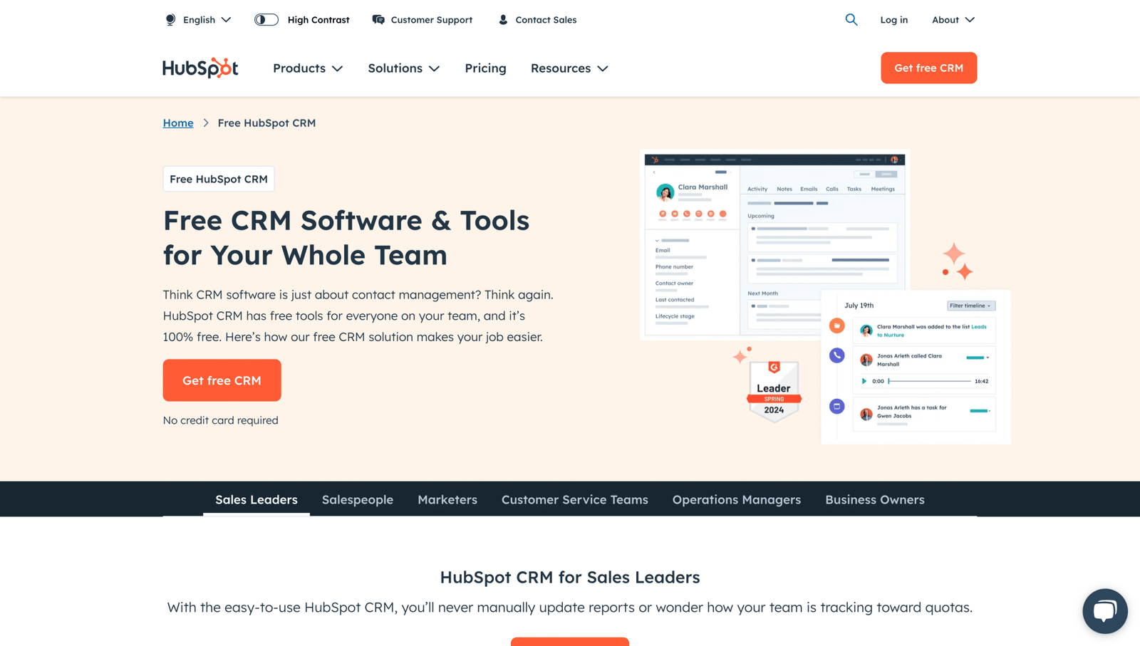 9 CRM Software Examples + Features, Use-cases & More 9 HubSpot CRM website