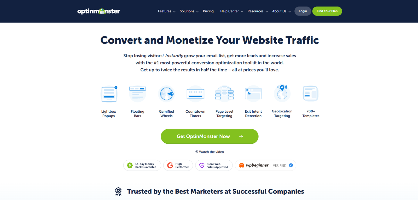 Optinmonster converts and monetizes your website traffic