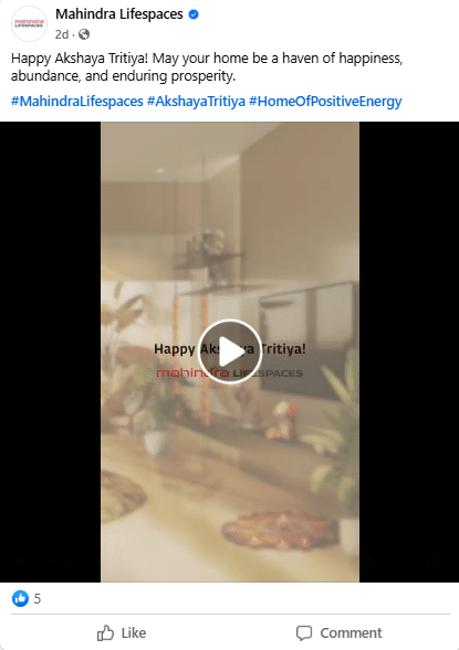 real estate facebook ad example - mahindra lifespace post