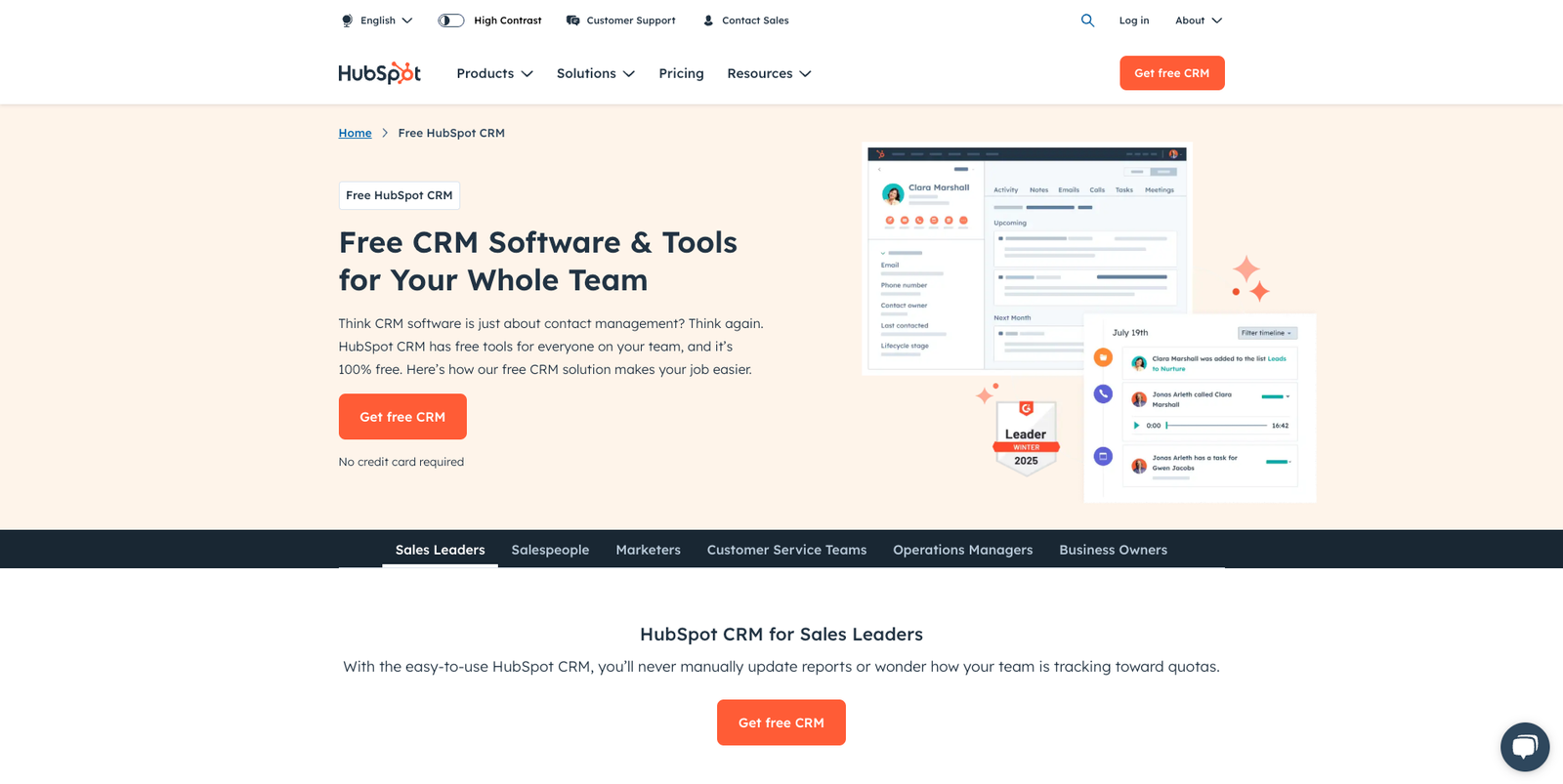 HubSpot homepage overview