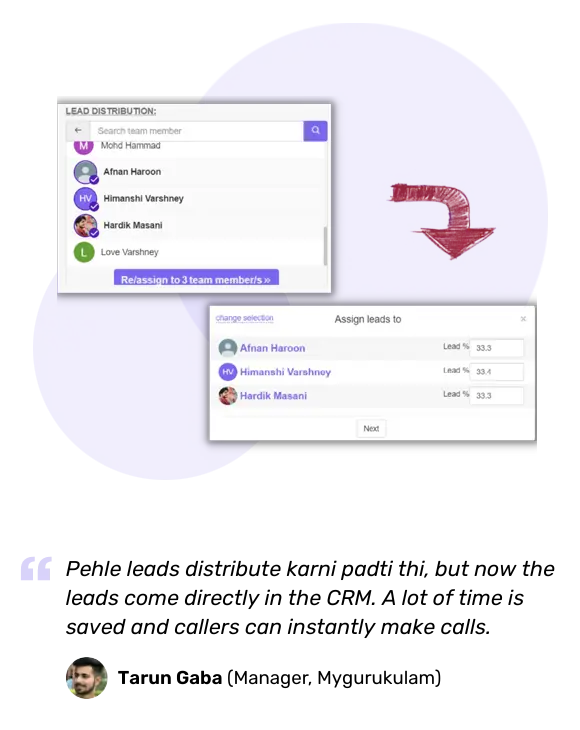 Leads are then assigned automatically to each member of the team based on rules of your choice