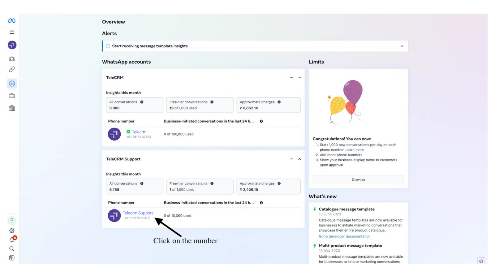 . Head to the WhatsApp Business Manager and select the phone number you want to get verified. 