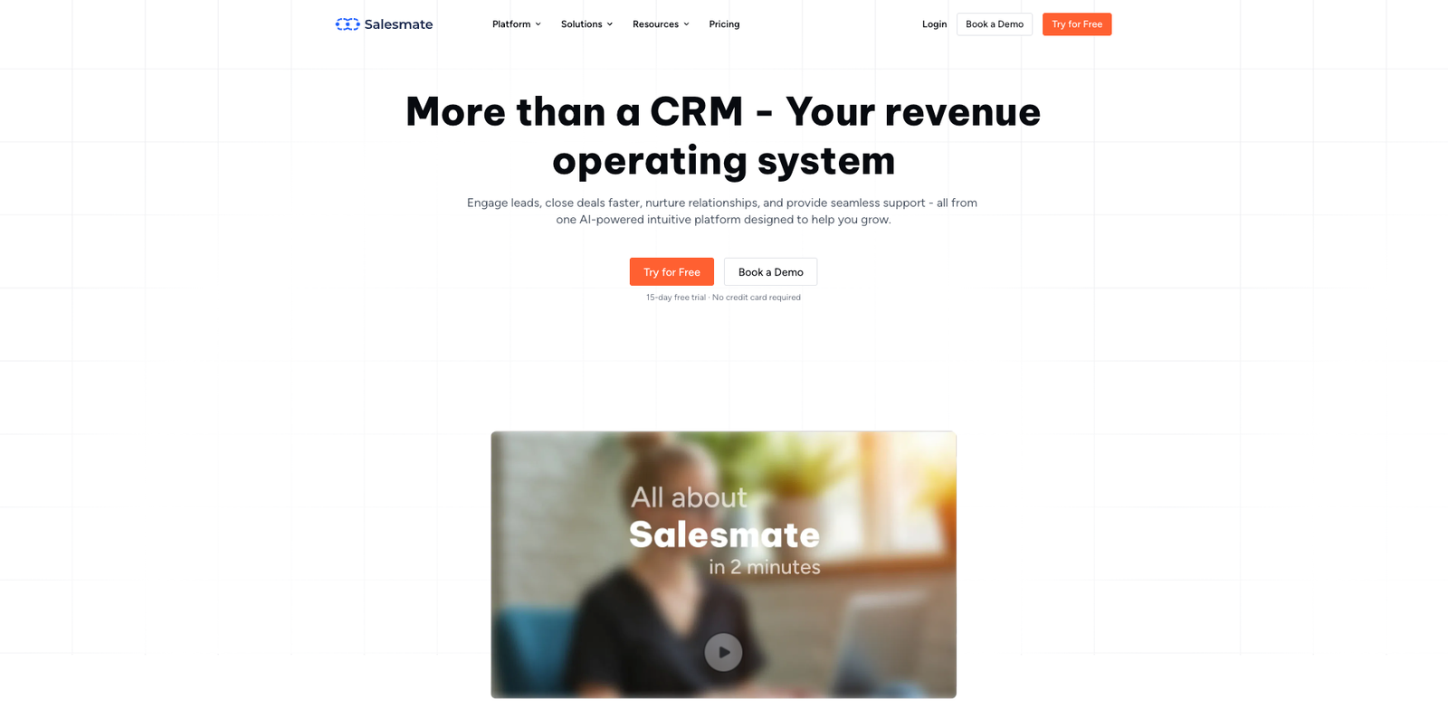 salesmate crm homepage overview