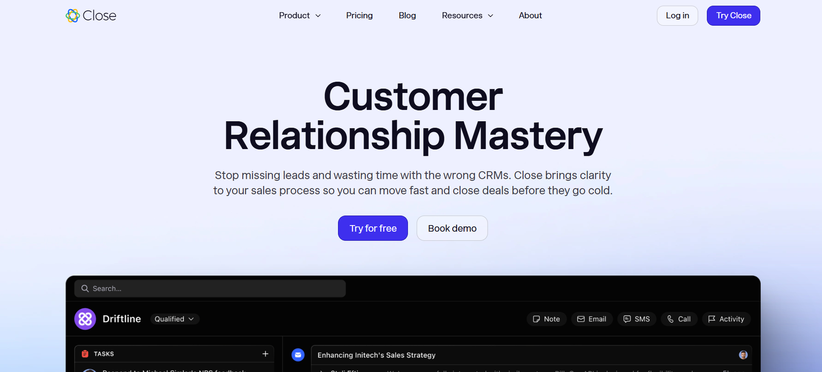 close - a sales pipeline management crm