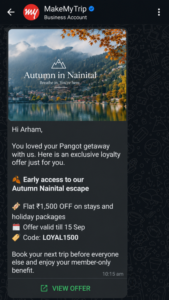 WhatsApp Business API travel: loyalty rewards, retention campaigns
