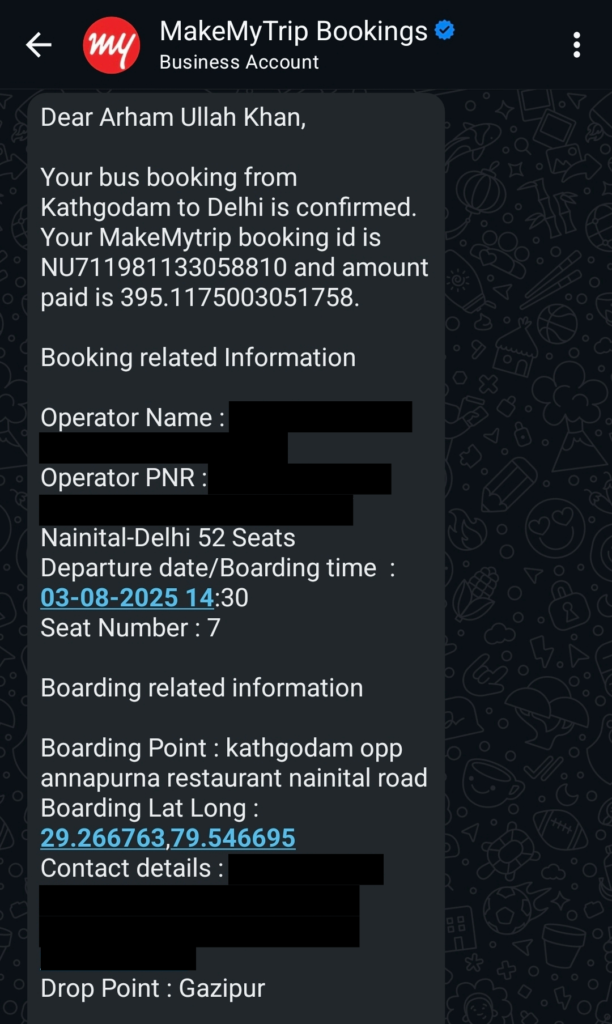 WhatsApp Business API travel: itinerary, ticket-sharing