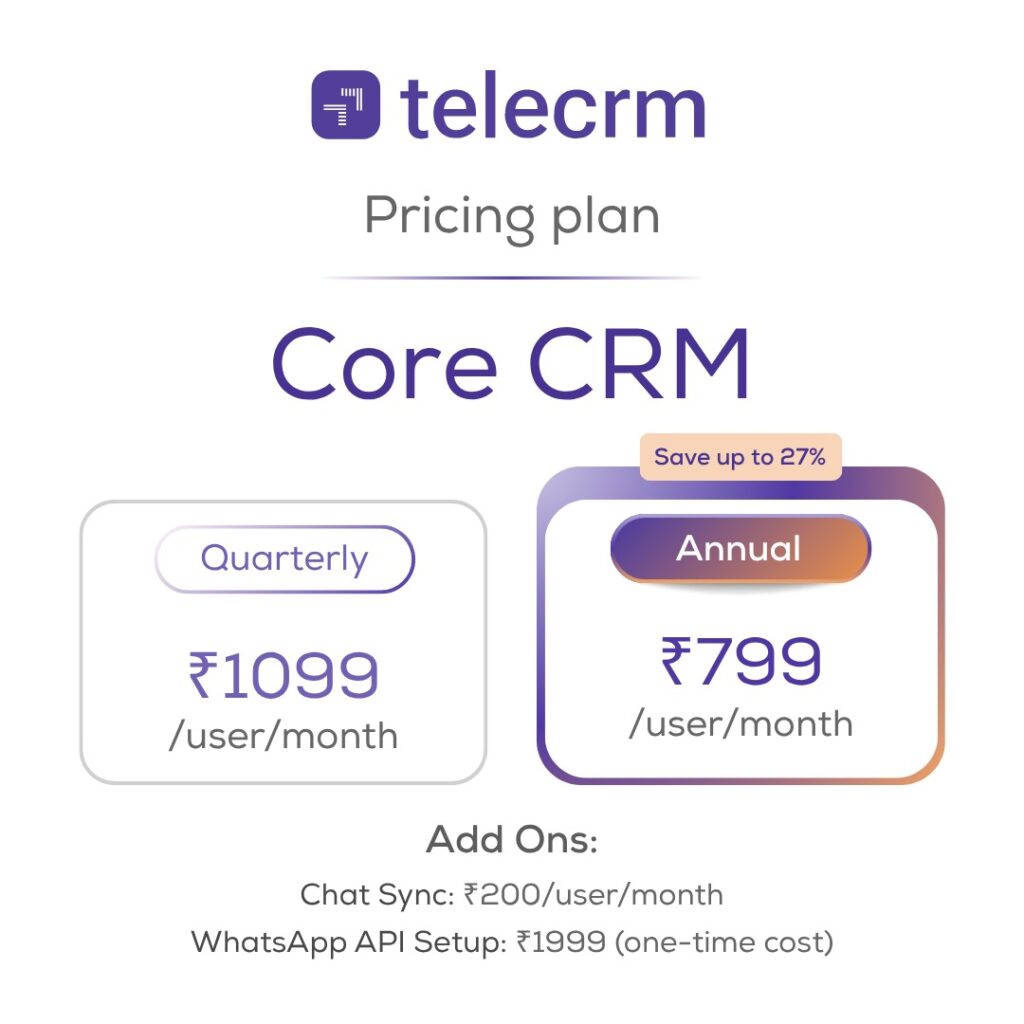 telecrm whatsapp cloud api pricing plan