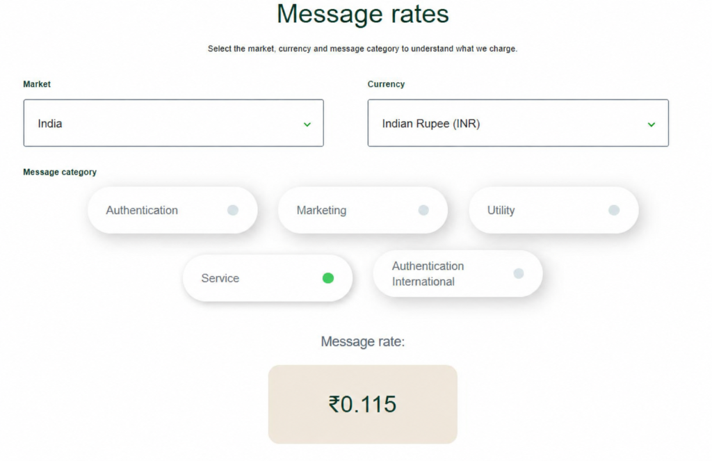 Service Message pricing as of 1st October, 2026