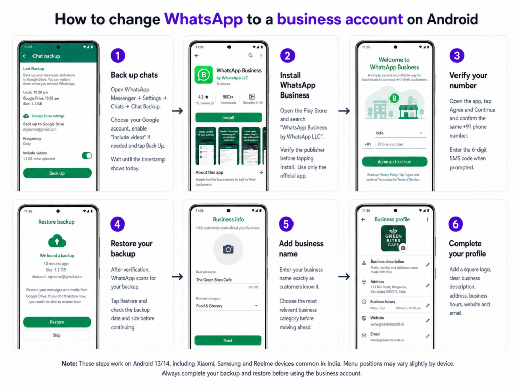 How to change WhatsApp to a WhatsApp Business Account on Android 