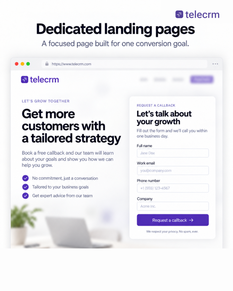 dedicated landing pages for capturing leads