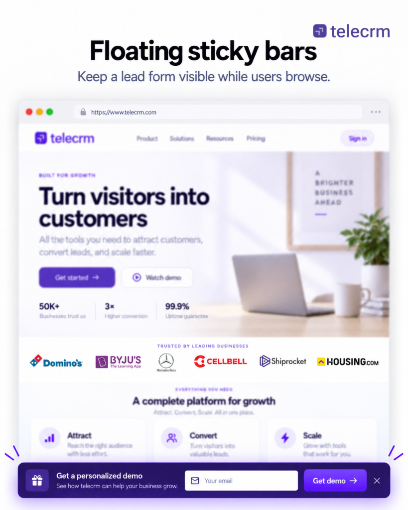 floating sticky bars for capturing leads