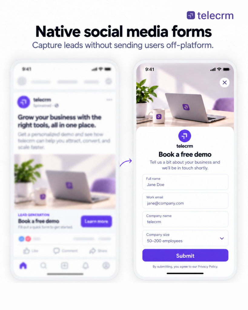 native social media forms for capturing leads