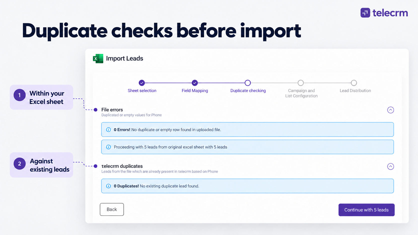 Lead Deduplication: Find, Merge & Prevent Duplicate Leads 1 telecrm lead deduplication feature - automatically prevent leads from being duplicated.
